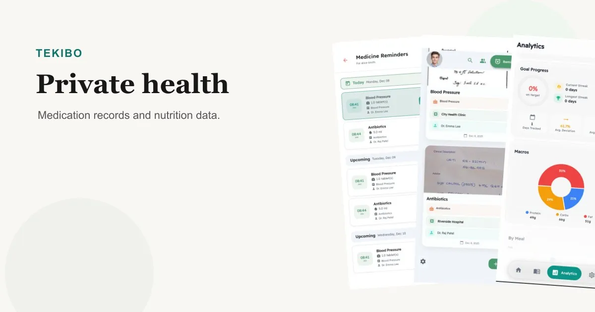 HealthBox and Caloscope screenshots arranged as an editorial health product collage.